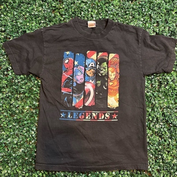 Vintage Marvel T-Shirt Size Medium “Legends” Spider-Man Hulk Iron Man Y2K w/ Tag - Picture 2 of 4